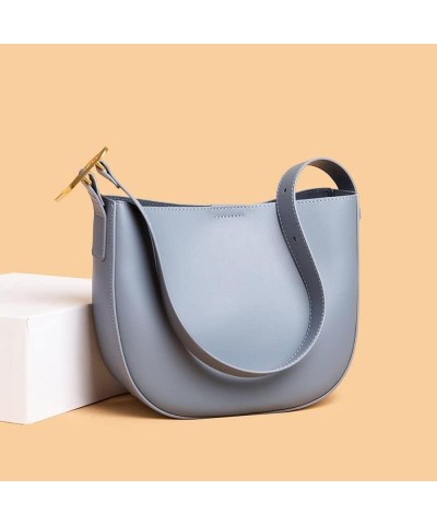 2023 Ladies Genuine Leather Bucket Handbags Women Vintage Cowhide Shoulder Bags Big Volume Female Tote Bag Sky Blue 28cm 11cm...