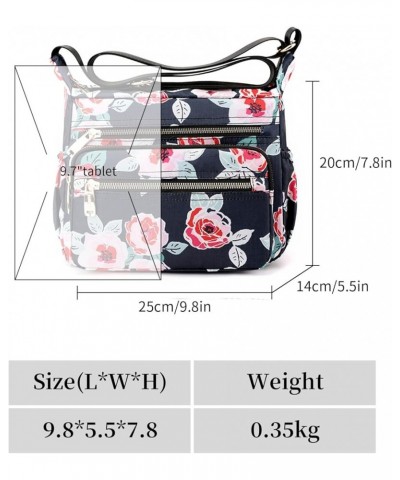 Crossbody Bags for Women Nylon Floral Shoulder Bag Messenger Bags Multi-Pocket Purses and Handbags Pocketbook (AX) Sch $20.22...