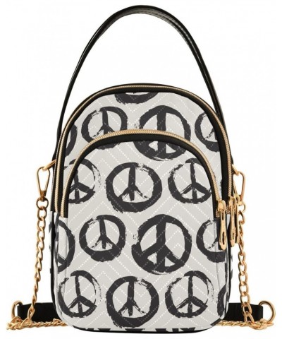 Peace Symbol Pacifists Small Crossbody Handbag for Women Mini Over Shoulder Purse with Three Zippered Pockets Durable Crossbo...