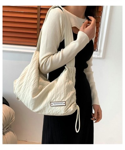 Women's Canvas Shoulder Bag Large Handbag Hobo Fashion Pleated Totes Purse Casual Top Handle Bag with Drawstring Brown $27.58...