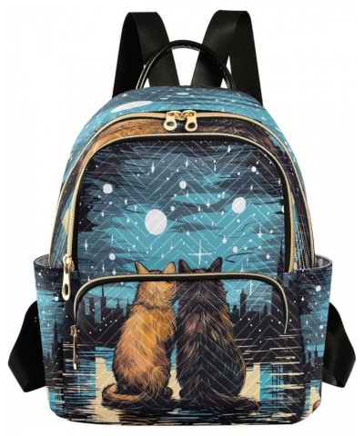 Valentines Day Cute Cat Backpack Purse for Women Fashion Travel Bag Ladies Shoulder Bags with Strap Handbag Lady Purse,S Smal...