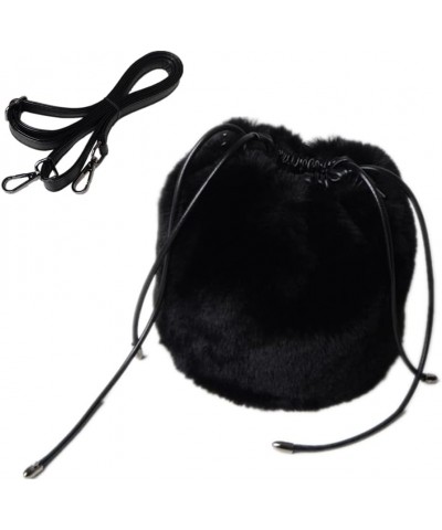 Women Faux Fur Crossbody Shoulder Bag Furry Plush Handbag Leopard Clutch Purse Fashion Gift Black $28.00 Shoulder Bags