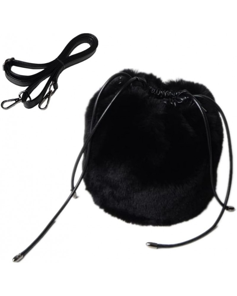 Women Faux Fur Crossbody Shoulder Bag Furry Plush Handbag Leopard Clutch Purse Fashion Gift Black $28.00 Shoulder Bags