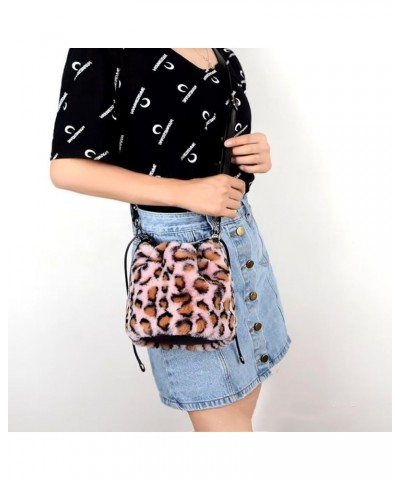 Women Faux Fur Crossbody Shoulder Bag Furry Plush Handbag Leopard Clutch Purse Fashion Gift Black $28.00 Shoulder Bags