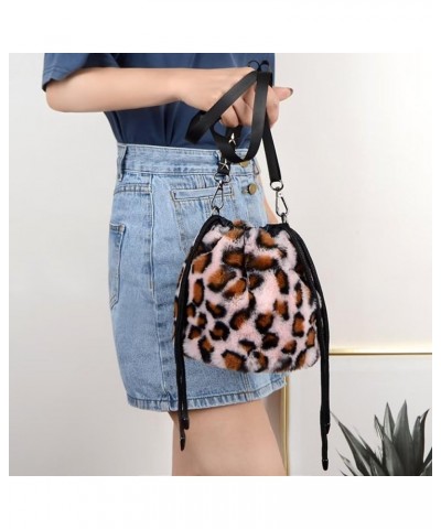 Women Faux Fur Crossbody Shoulder Bag Furry Plush Handbag Leopard Clutch Purse Fashion Gift Black $28.00 Shoulder Bags