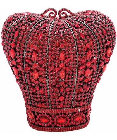 Glitter Women Crown Crystal Evening Clutch Hollowed Metal Diamond Evening Bags Rhinestone Purses for Party Wedding Prom Red $...