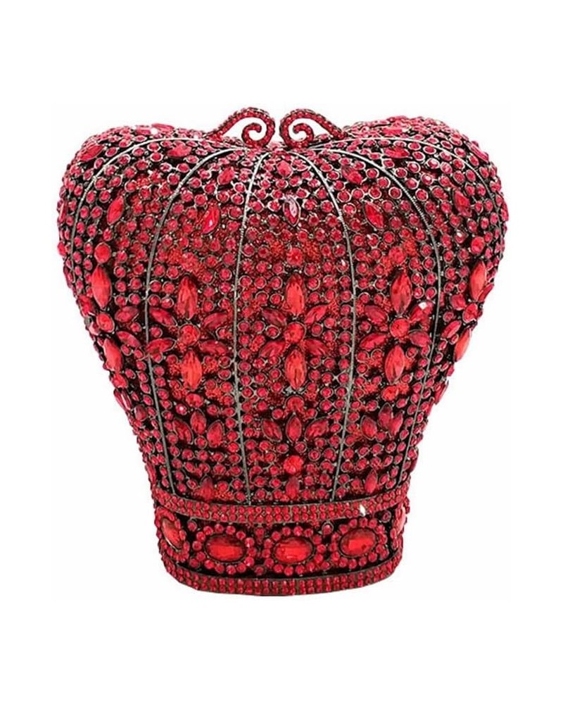 Glitter Women Crown Crystal Evening Clutch Hollowed Metal Diamond Evening Bags Rhinestone Purses for Party Wedding Prom Red $...