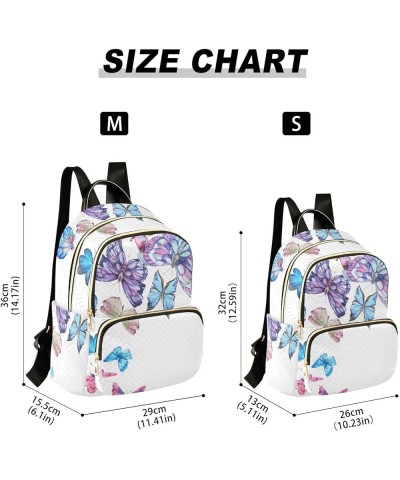 Blue & Pink Butterfly Small Backpack Purse for Women Travel Bag Fashion Daypack Back Pack Shoulder Bag Multicolor Small $19.5...