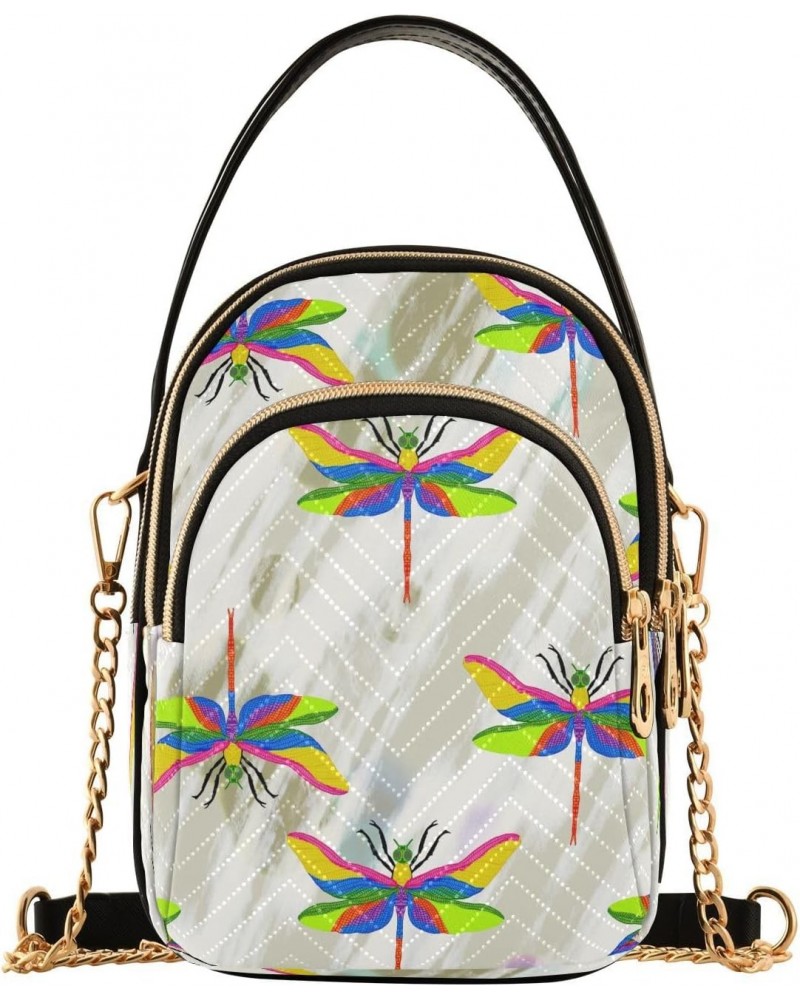 Crossbody Bags Crossbody Purse Chest Bag Colorful Fluorescent Dragonfly for Women Trendy $12.95 Crossbody Bags