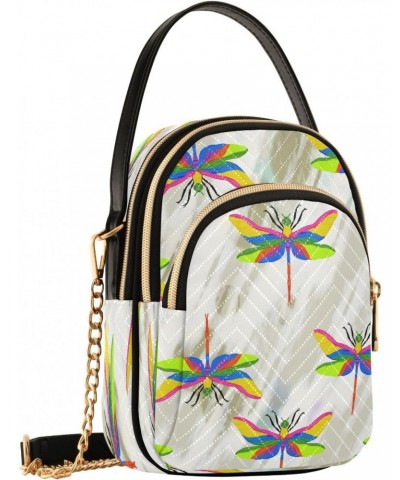 Crossbody Bags Crossbody Purse Chest Bag Colorful Fluorescent Dragonfly for Women Trendy $12.95 Crossbody Bags