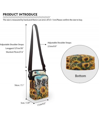 Crossbody Bag for Women Men Shoulder Bag with Double Pockets Cell Phone Wallet Purse Chest Bag Border Collie Sunflowers $12.5...