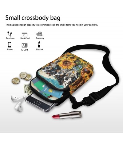 Crossbody Bag for Women Men Shoulder Bag with Double Pockets Cell Phone Wallet Purse Chest Bag Border Collie Sunflowers $12.5...