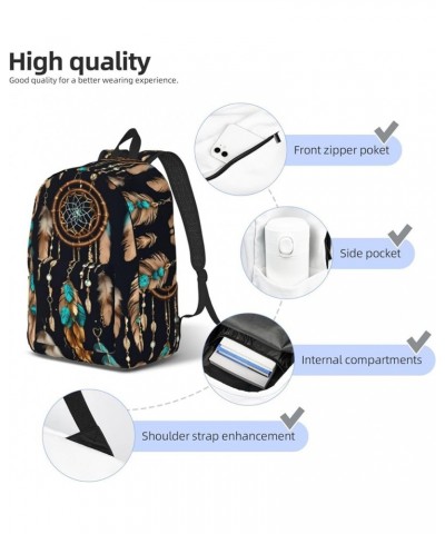 Feather Print Unisex Canvas Bag Canvas Shoulder Pouch Pack Lightweight Backpack For Woman Lady Black Medium $22.65 Backpacks