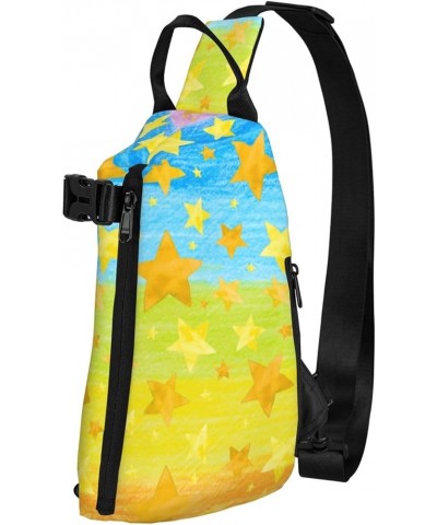 Moth Moon Stars Sling Bags For Men And Women, Chest Bag Crossbody Sling Daypack For Hiking Bike Travel Stars Colorful Board $...