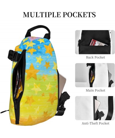 Moth Moon Stars Sling Bags For Men And Women, Chest Bag Crossbody Sling Daypack For Hiking Bike Travel Stars Colorful Board $...