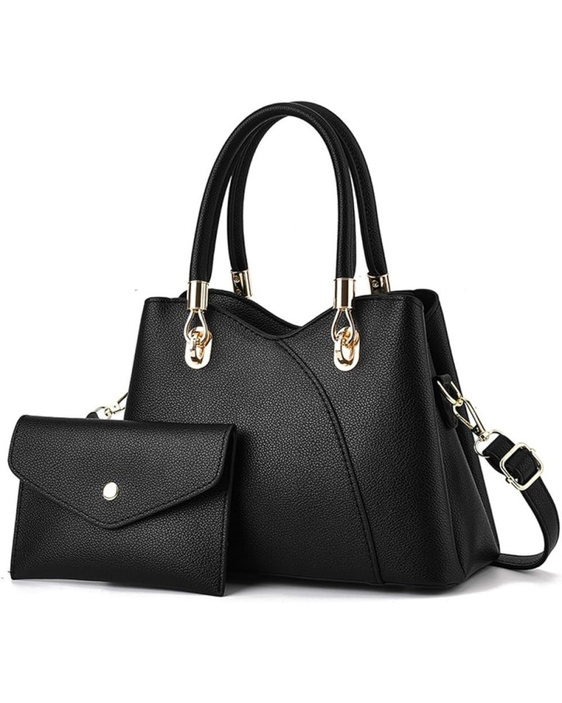 Ladies Handbags Purse Fashion Top Handle Bag for Women Medium Tote Bags PU Leather Brown Black $35.41 Totes