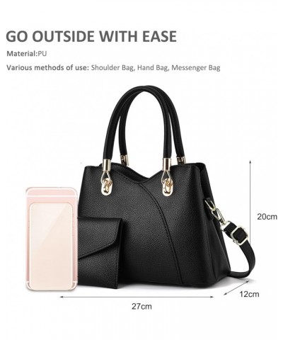 Ladies Handbags Purse Fashion Top Handle Bag for Women Medium Tote Bags PU Leather Brown Black $35.41 Totes