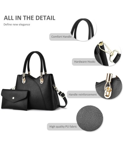 Ladies Handbags Purse Fashion Top Handle Bag for Women Medium Tote Bags PU Leather Brown Black $35.41 Totes