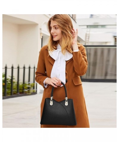 Ladies Handbags Purse Fashion Top Handle Bag for Women Medium Tote Bags PU Leather Brown Black $35.41 Totes