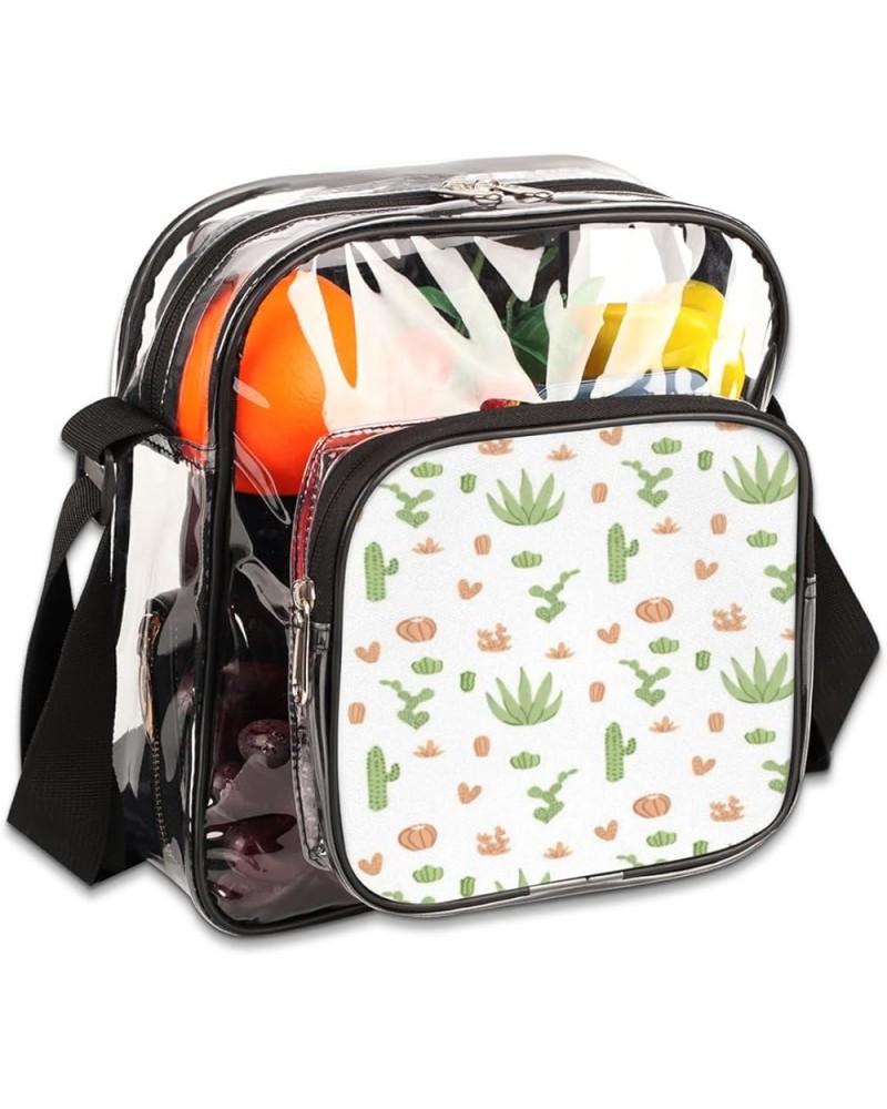 Cacti Printed Stadium-Approved Clear Crossbody Bag with Colorful Print Design Cacti Printed $10.32 Crossbody Bags