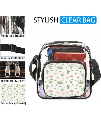 Cacti Printed Stadium-Approved Clear Crossbody Bag with Colorful Print Design Cacti Printed $10.32 Crossbody Bags