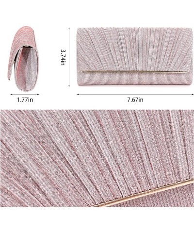 Womens Pleated Shiny Glitter Clutch Handbag Evening Envelope Bag Purses for Wedding Party Prom Shiny Glitter Discolouring Pin...