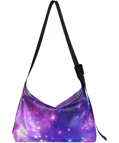 Purple Galaxy Womens Shoulder Bag Hobo Crossbody Leather Casual Tote Bag for Women Large Outer Space Handbag Shopping Bag $17...