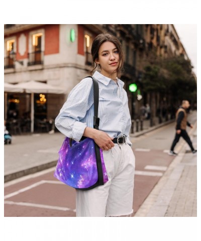 Purple Galaxy Womens Shoulder Bag Hobo Crossbody Leather Casual Tote Bag for Women Large Outer Space Handbag Shopping Bag $17...