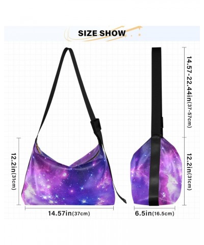 Purple Galaxy Womens Shoulder Bag Hobo Crossbody Leather Casual Tote Bag for Women Large Outer Space Handbag Shopping Bag $17...