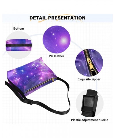 Purple Galaxy Womens Shoulder Bag Hobo Crossbody Leather Casual Tote Bag for Women Large Outer Space Handbag Shopping Bag $17...