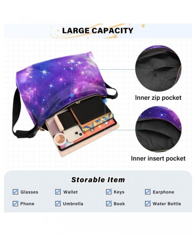 Purple Galaxy Womens Shoulder Bag Hobo Crossbody Leather Casual Tote Bag for Women Large Outer Space Handbag Shopping Bag $17...