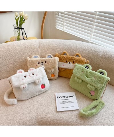 Women Plush Shoulder Bag Cute Cartoon Animals Shaped Crossbody Handbag Novelty Tote Bag Brown $9.90 Totes