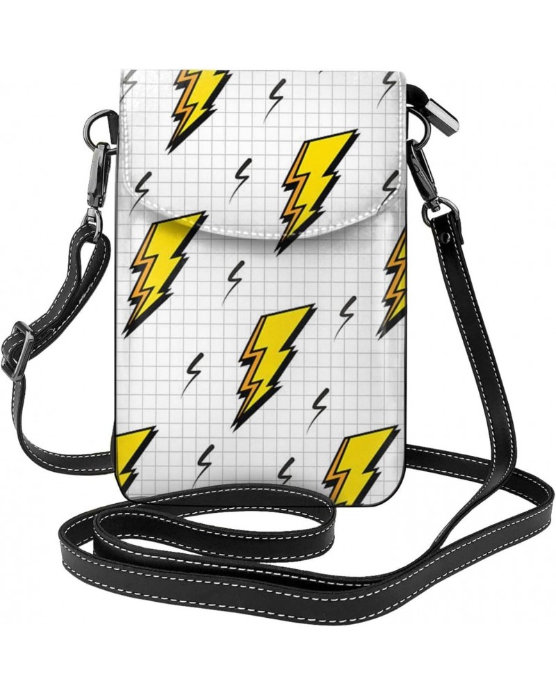 Lightning Bolts Women Small Cell Phone Purse Leather Shoulder Bags Card Holder Wallet Purse $17.12 Shoulder Bags