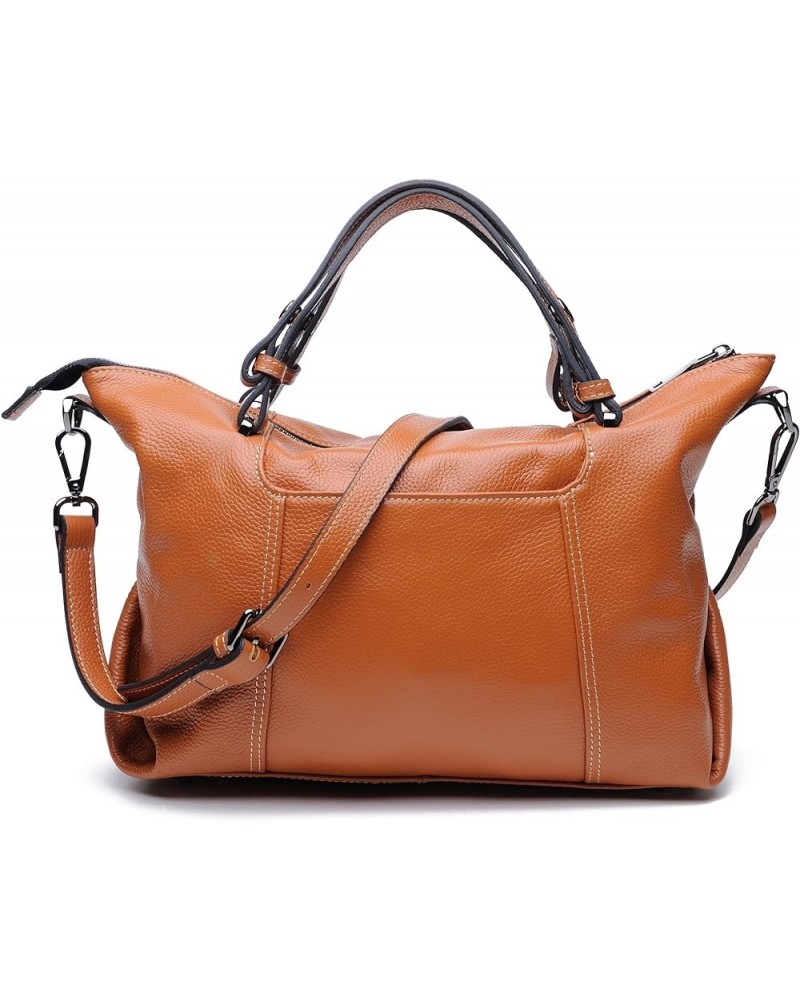 Womens Top-Handle Bags Cowhide Genuine Leather Crossbody Brown $30.80 Crossbody Bags