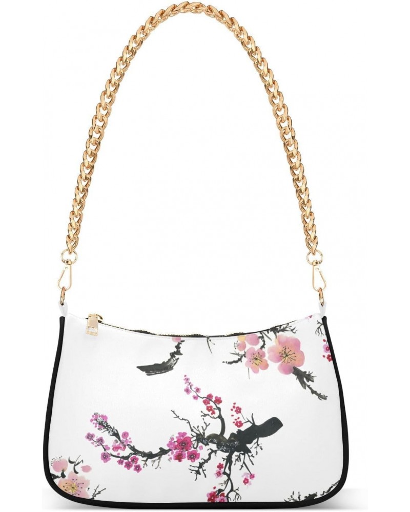 Floral Shoulder Bag Cherry Blossom Sakura Women Clutch Handbag Shoulder Purch Boho Bag Date Chain Bag Tote Bag Spring Holiday...