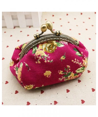 Women Change Purse, Retro Vintage Flower Small Wallet Hasp Purse Clutch Bag Hot Pink $7.49 Wallets