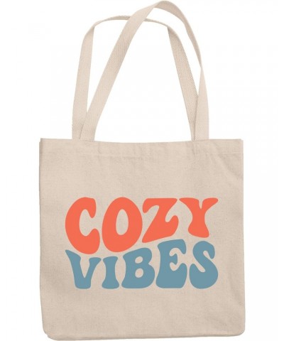 Cozy Vibes, Homey or Comfortable Feeling Themed, Groovy Retro Wavy Text Merch Gift, 12oz Canvas Tote Bag $15.92 Totes