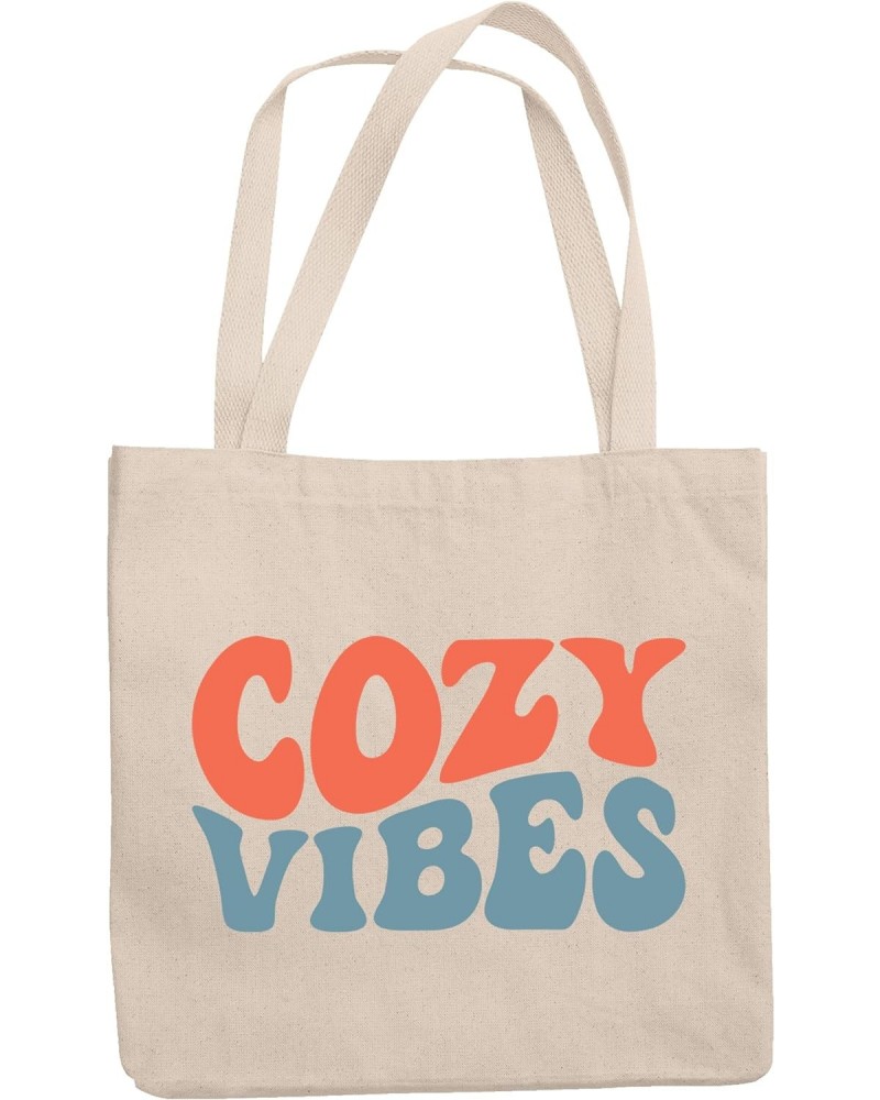 Cozy Vibes, Homey or Comfortable Feeling Themed, Groovy Retro Wavy Text Merch Gift, 12oz Canvas Tote Bag $15.92 Totes