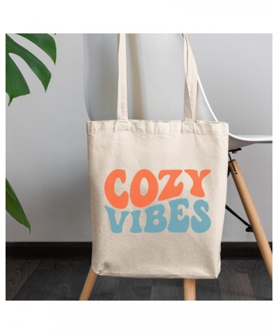 Cozy Vibes, Homey or Comfortable Feeling Themed, Groovy Retro Wavy Text Merch Gift, 12oz Canvas Tote Bag $15.92 Totes