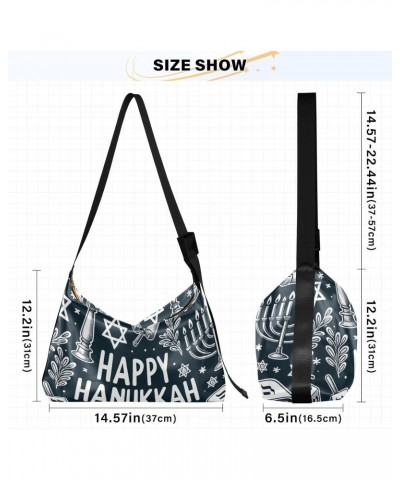 Unisex Shoulder Bag Crossbody Handbag Hanukkah-doodle-menorah Women Casual Hobo Bag Lightweight PU Leather Tote $18.06 Crossb...