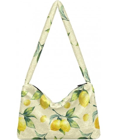 Lemons Shoulder Tote Bags for Women Furry Crossbody bag Hobo Handbag Purses for Travel Work College $12.38 Totes