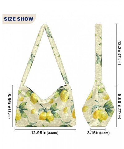 Lemons Shoulder Tote Bags for Women Furry Crossbody bag Hobo Handbag Purses for Travel Work College $12.38 Totes