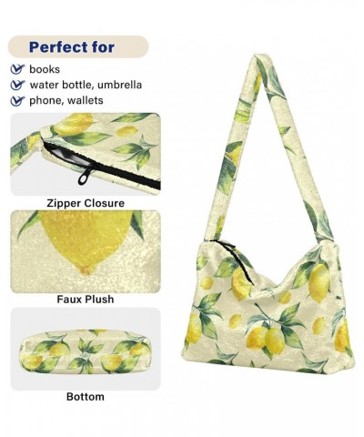 Lemons Shoulder Tote Bags for Women Furry Crossbody bag Hobo Handbag Purses for Travel Work College $12.38 Totes