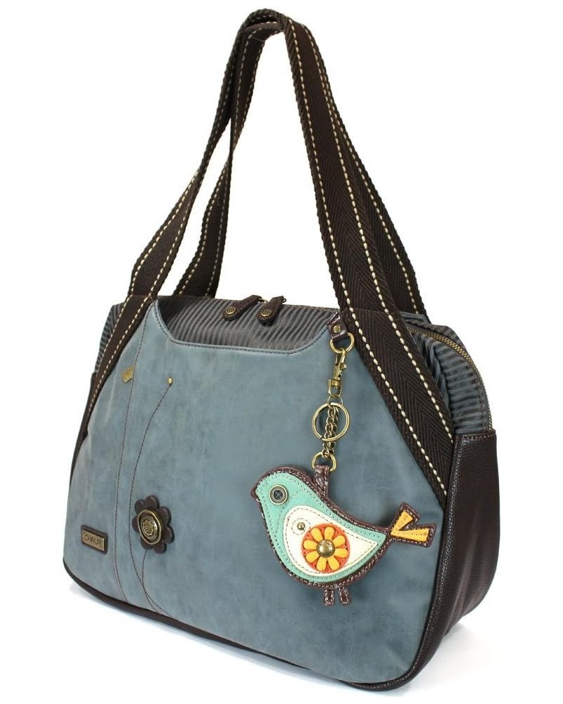 Handbag Indigo Bowling Zip Tote Garden Creature Collections- Indigo (Green Bird) $41.25 Totes