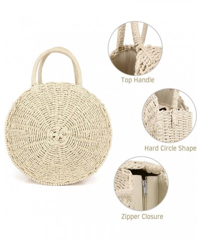 Women Straw Summer Beach Bag Handwoven Round Rattan Bag Cross Body Bag Shoulder Messenger Satchel Beige $22.54 Satchels