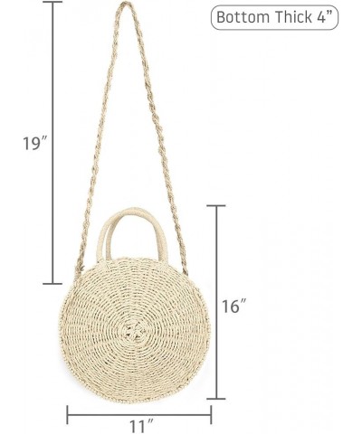 Women Straw Summer Beach Bag Handwoven Round Rattan Bag Cross Body Bag Shoulder Messenger Satchel Beige $22.54 Satchels