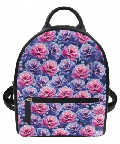 Flower Print Lightweight Mini Purse Backpack For Women Leather Retro Daypack Shoulder Bag Small Flower $16.51 Backpacks