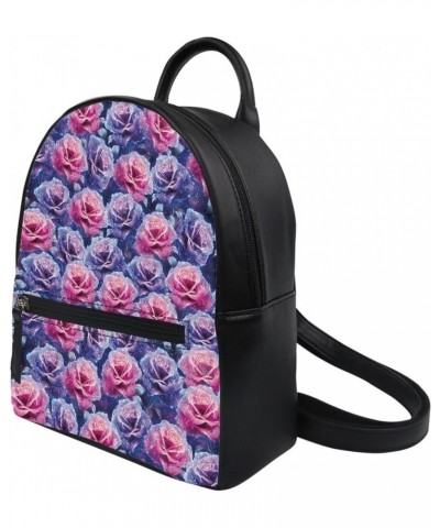 Flower Print Lightweight Mini Purse Backpack For Women Leather Retro Daypack Shoulder Bag Small Flower $16.51 Backpacks