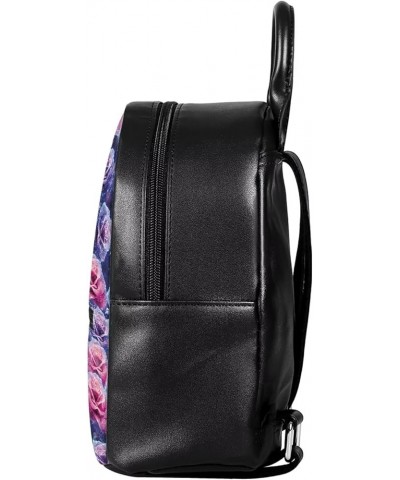 Flower Print Lightweight Mini Purse Backpack For Women Leather Retro Daypack Shoulder Bag Small Flower $16.51 Backpacks