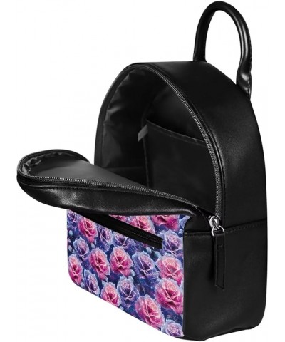 Flower Print Lightweight Mini Purse Backpack For Women Leather Retro Daypack Shoulder Bag Small Flower $16.51 Backpacks